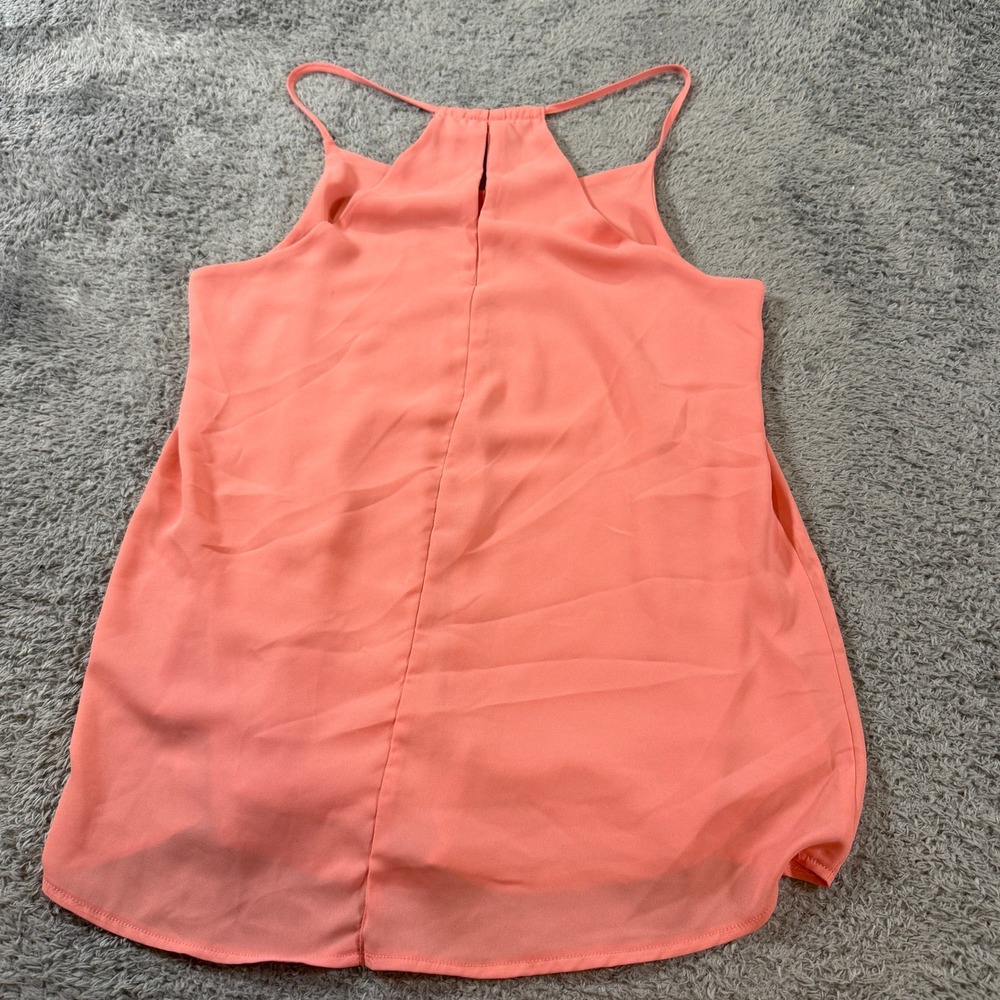 Zenana Outfitters Women Halter Tank Top Small Coral Pink Chiffon Keyhole